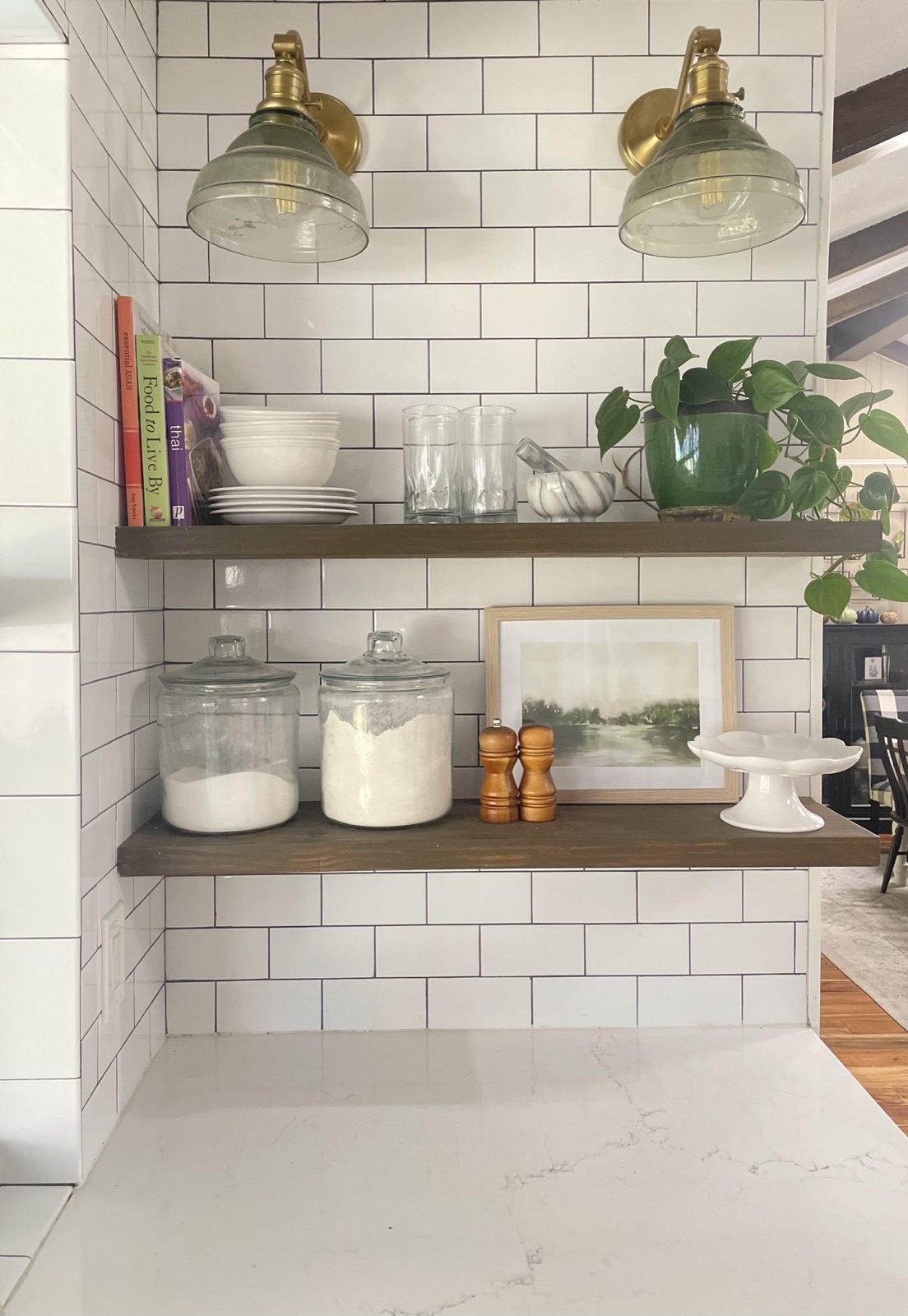 Kitchen sink window with woven roman shade